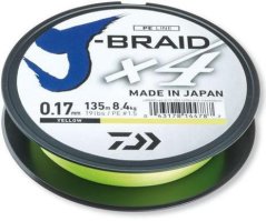 Daiwa Splétaná Šňůra J-Braid 4 Žlutá 135 m 0,19mm 10,2kg 135m