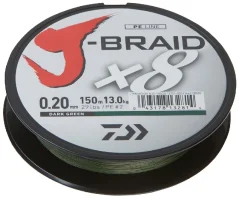 Pletená Šňůra Daiwa J-Braid 8 Tmavě Zelená 150m 0,10mm-6kg